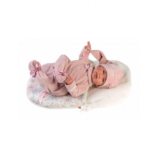 Baby crying girl with pink floral clothes 42cm
